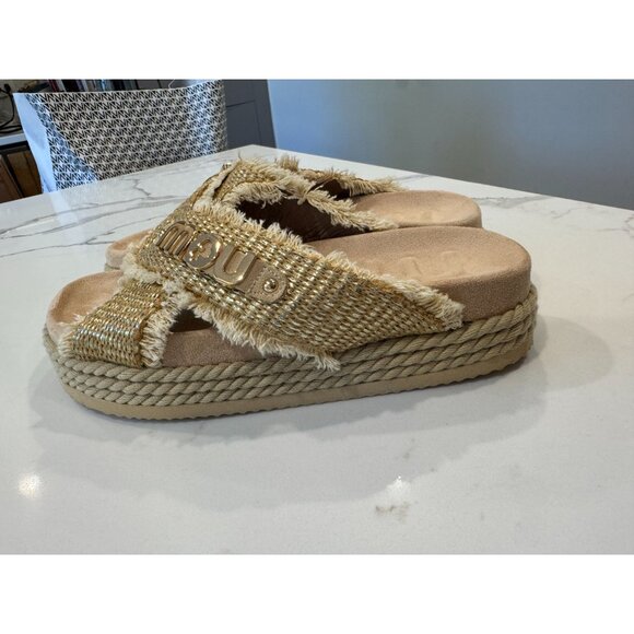 Mou NEW Criss Cross Rope Sandal in Raffia Size 38 - Picture 3 of 9